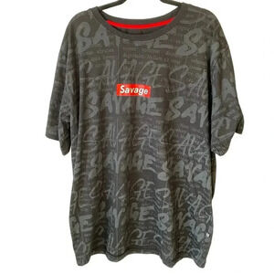 Encrypted Savage Short Sleeve Black Summer Shirt Mens Plus Size 4X Stretch